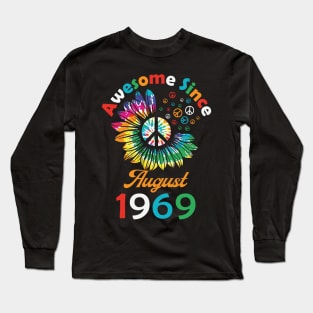 Funny Birthday Quote, Awesome Since August 1969, Retro Birthday Long Sleeve T-Shirt